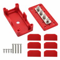 BusBar Box 4 x M8 Anschlussbolzen inkl. Abdeckung und Befestigungsschrauben Rot