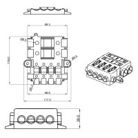 Sicherungshalter 2 x MEGA + 4 x MIDI inkl. Busbar